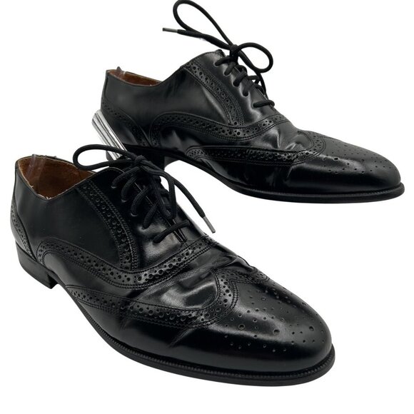 Giorgio Brutini 10.5D Black Wingtip Oxford Shoes Leather Made In Brazil Timeless - Picture 2 of 16